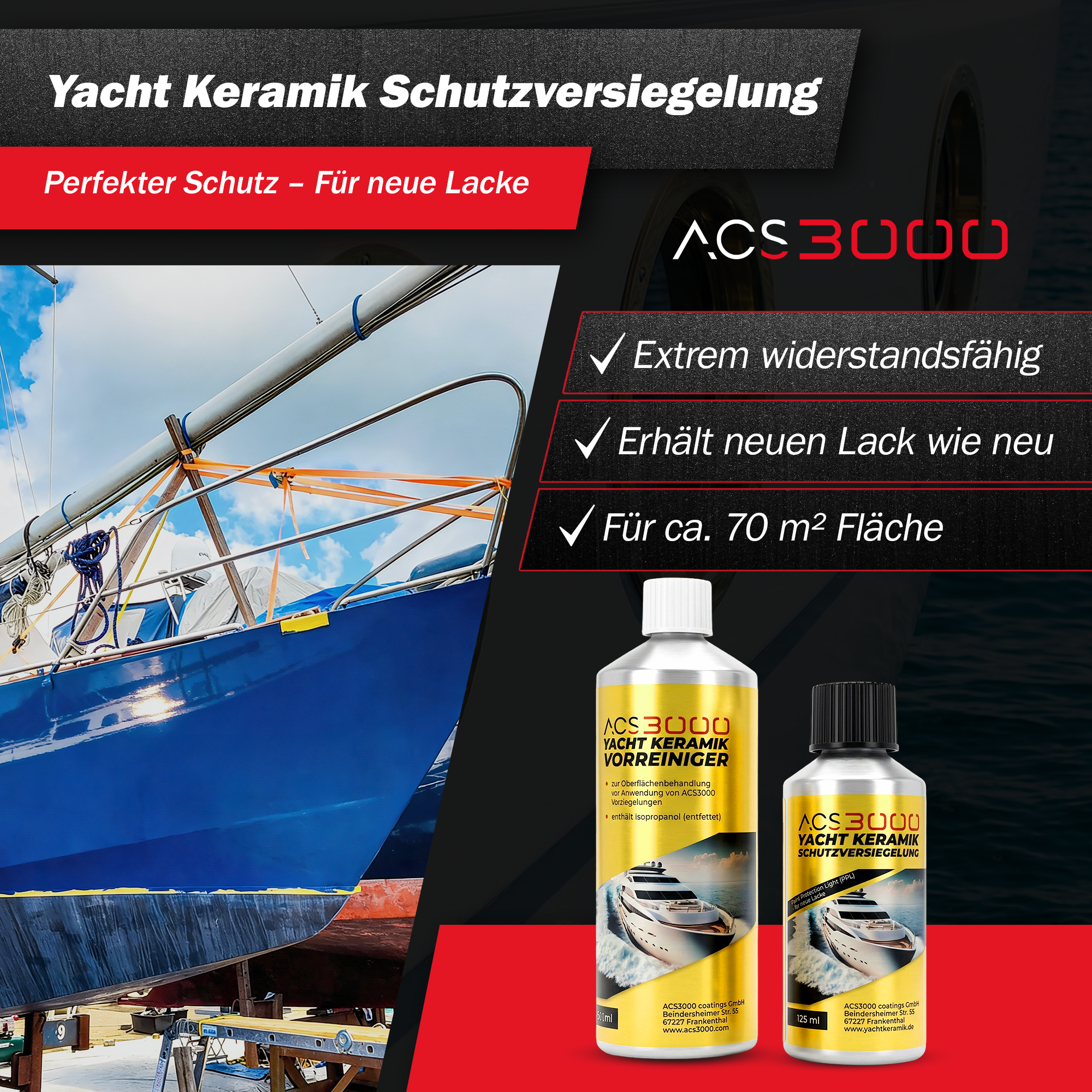 ACS300 Yacht Keramik Schutzversiegelung für neue Lacke (PPL)